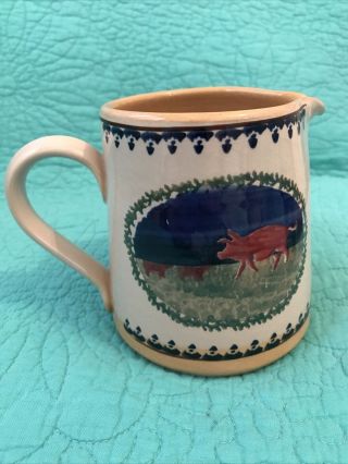 VTG Nicholas Mosse Pottery 4 1/4” Creamer/Pitcher•Pig With Cows•Made In Ireland 3
