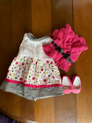 Bitty Twins - Bitty Baby Retired Checked Dress - Flowers And Fancy Knit Cardigan