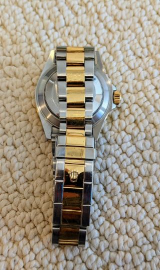 Mens Rolex Submariner Date 18k Yellow Gold & Steel Watch Blue Dial Bezel 16613 4