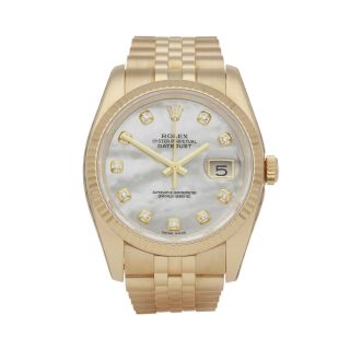 Rolex Datejust 36 Diamond 18k Yellow Gold Watch 116238 W007172