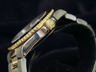 Mens Rolex Submariner 18k Yellow Gold Stainless Steel Watch Black Date Sub 16613 3