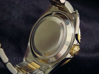 Mens Rolex Submariner 18k Yellow Gold Stainless Steel Watch Black Date Sub 16613 5