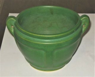 Antique Arts & Crafts Period Roseville Pottery Matte Green Flower Pot Jardinière 2