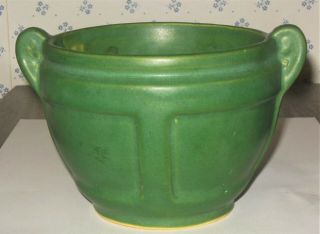 Antique Arts & Crafts Period Roseville Pottery Matte Green Flower Pot Jardinière 3