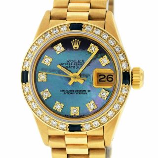 Rolex Watch Womens Datejust President 18k Yellow Gold Tahitian Mop Diamond Dial
