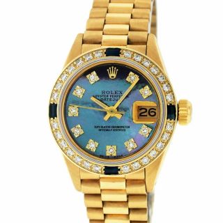 Rolex Watch Womens Datejust President 18K Yellow Gold Tahitian MOP Diamond Dial 2