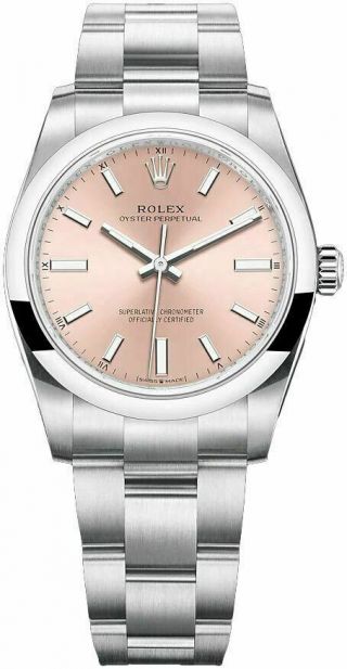 Rolex Oyster Perpetual 34mm Ladies Pink Dial Automatic " 2020 " Watch 124200