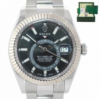 2018 Papers Rolex Sky - Dweller Stainless White Gold Black 326934 42mm Watch