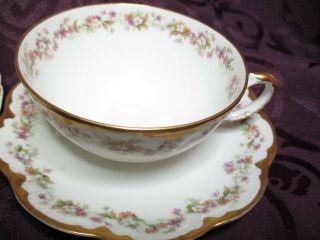4 Antique HAVILAND & CO LIMOGES France Rose & Floral GILDED TEA CUP & SAUCERS 2