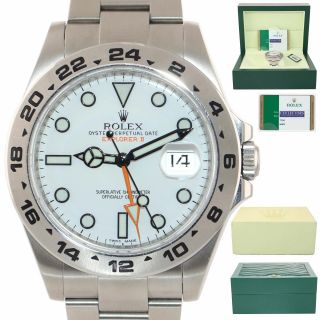 Papers 2020 Rolex Explorer Ii 42mm 216570 White Polar Steel Gmt Date Watch