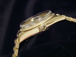 Mens Rolex Day - Date President 18KT 18K Yellow Gold Watch Linen Diamond Dial 1803 4
