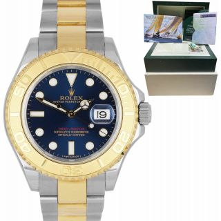 2005 Box Papers Rolex Yacht - Master 18k Two - Tone Gold Steel Blue 40mm Watch 16623