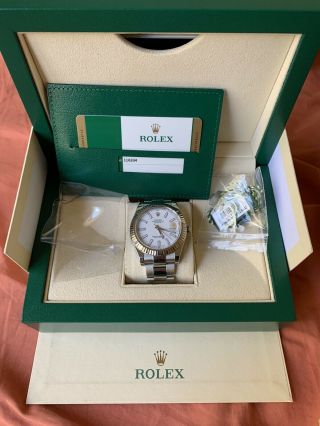 Rolex Datejust Ii White 41mm 116334 W/box And Papers