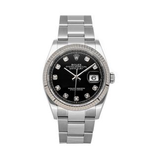 Rolex Datejust Auto Steel White Gold Diamonds Mens Oyster Bracelet Watch 126234
