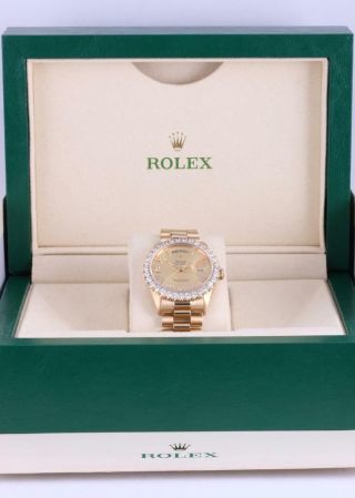 Rolex Mens Day - Date President 36mm 18k Gold Diamond Roman Dial - 3CT Diamond Bezel 6