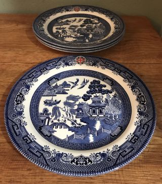 10 1/4” Dinner Plates - Queens/churchill Blue Willow Set Of 4