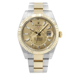 Rolex Sky - Dweller Champagne Dial Steel Yellow Gold Automatic Mens Watch 326933