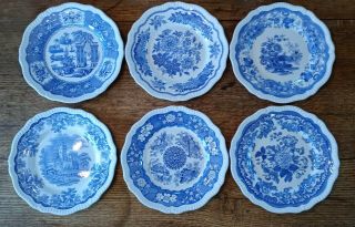 Set Of 6 Spode Blue Regency Series
