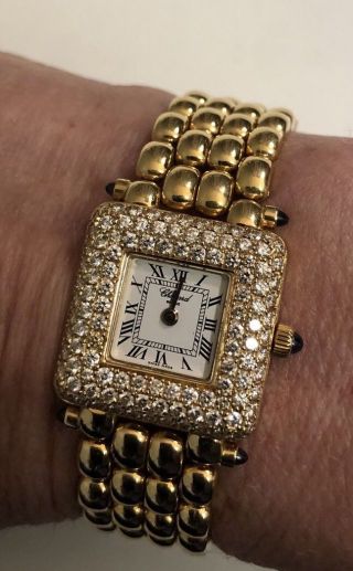 18k Yellow Gold And Diamond Swiss Rectangular Watch By Chopard $24,  500