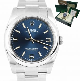 2016 Rolex Oyster Perpetual 36mm Stainless Steel Blue Arabic Watch 116000 B,  P