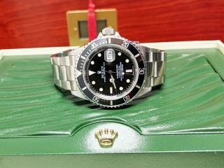Rolex Submariner Date Steel Black Dial/bezel Mens 40mm Watch Box/books 16610