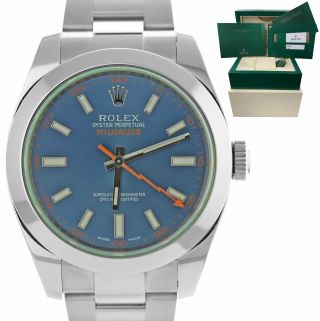 2018 Rolex Milgauss Z - Blue Green Anniversary 40mm 116400 Gv Stainless Watch