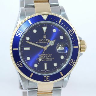 Rolex Submariner 16613 Two Tone Gold Blue Dial 40mm Watch Box Gold Buckle 2