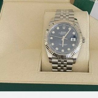Rolex Datejust 41mm Steel Gold Blue Factory Diamond Dial Mens Watch 126334bldj