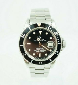 Fully Complete Vintage Rolex Submariner Stainless Steel Black Dial 16800 1 Owner