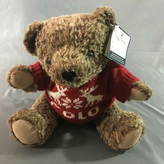 Vintage 1998 Ralph Lauren Polo Bear Plush Stuffed Limited Christmas Jointed 15 "