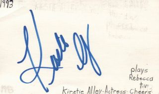 Kirstie Alley Actress Rebecca In Cheers Tv Show Autographed Signed Index Card