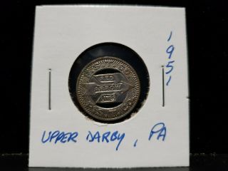Vintage P.  S.  T.  Co.  Railroad Trolley Token Upper Darby Pa 1951 Red Arrow Lines