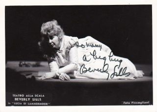 Beverly Sills Opera Soprano Signed Photo As Lucia - Piccagliani
