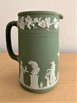 Antique Wedgwood Sage Green Jasperware Jug/pitcher 6.  25” Made In England