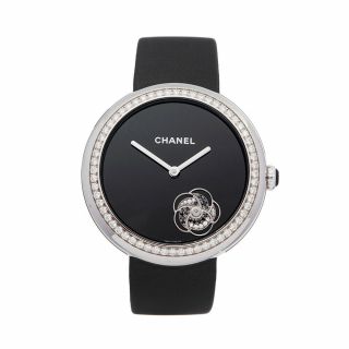 Chanel Mademoiselle Prive Diamond 18k White Gold Watch H3093 38mm W5639