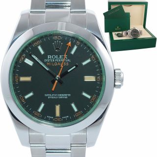 Rolex Milgauss 116400 Stainless Steel Black Dial 40mm Watch And Box