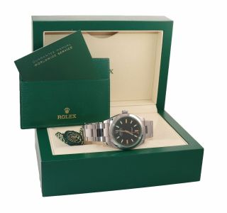 Rolex Milgauss 116400 Stainless Steel Black Dial 40mm Watch and Box 2