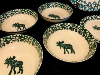 Folk Craft Moose Country Tienshan 9 pc Serving Plate Bowls Salad Green Sponge 3