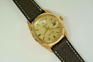 Rolex 1803 Day Date President Head 18k Yellow Gold,  Linen Dial Dates 1977