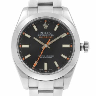 Rolex Milgauss Steel Black Dial Orange Hand Automatic Mens Watch 116400 BKO 2