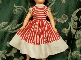 Vintage Vogue 10 1/2 " Jill Doll Tagged Party Dress 1958 3138 Red & White Stripe