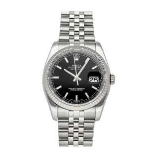 Pre - Owned Rolex Datejust Auto 36mm Steel White Gold Mens Bracelet Watch 116234