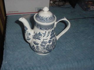 Churchill Blue Willow Coffee Pot W/lid,  Made In England,