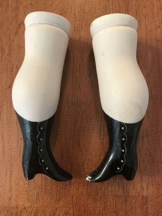 Antique Porcelain Bisque Boudoir Doll Legs 4” Heeled Shoe Parts Restore Repair