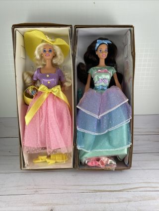 Mattel Barbie 1995 Spring Blossom Barbie & 1997 Exclusive Spring Tea Party Barbi