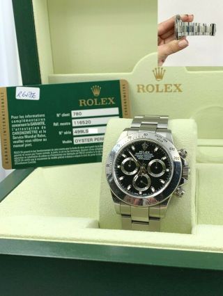 Rolex Daytona 116520 Black Dial Stainless Steel Box Papers Open Card Unpolished