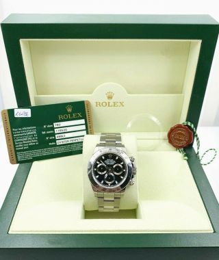 Rolex Daytona 116520 Black Dial Stainless Steel Box Papers OPEN CARD UNPOLISHED 3