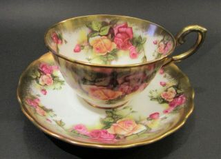 Vintage Royal Chelsea Golden Rose Teacup And Saucer Made In England