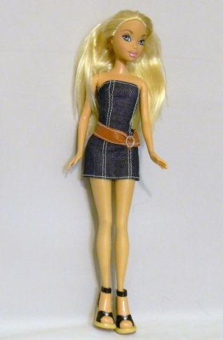 My Scene Doll Blonde Hair Dressed In Jean Dress