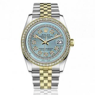 Rolex Datejust 36mm Gold & Stainless Steel Ice Blue String Diamond Dial Automati 2